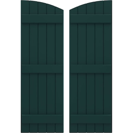 Ekena Millwork Americraft 5-Board (3 Batten) Wood Joined Board-n-Batten Shutters w/Ellipt Top, ARW401BE518X54FGH, PR ARW401BE518X54FGH